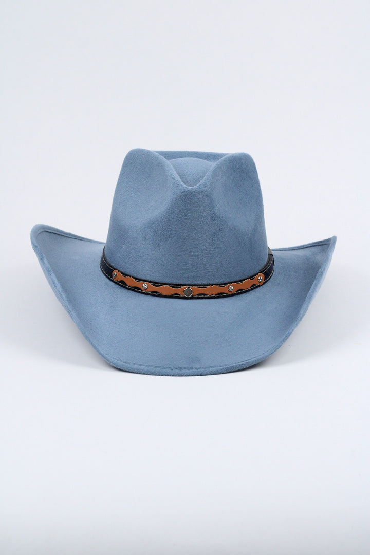 Santa Fe Vegan Suede Cowboy Rancher Hat- Steel Blue