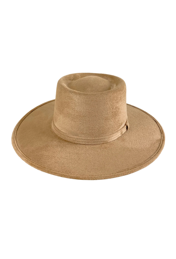 Vegan Suede Gambler Hat- Cappuccino