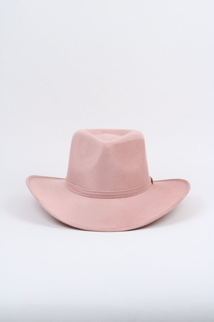 Amarillo Vegan Suede Cowboy Rancher Hat- Pale Dusty Rose