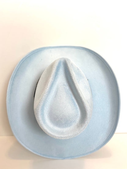 Santa Fe Vegan Suede Cowboy Rancher Hat- Light Blue