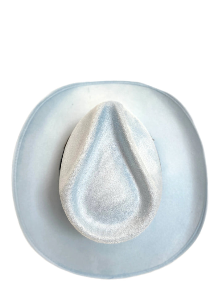 Santa Fe Vegan Suede Cowboy Rancher Hat- Light Blue