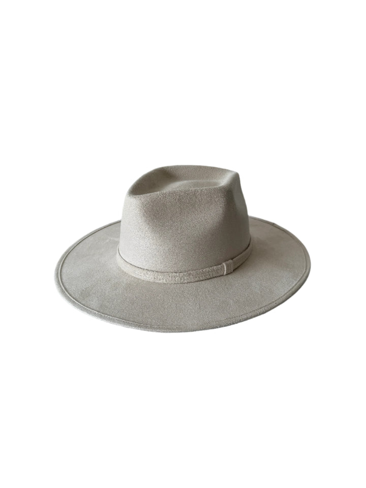 Vegan Suede Diamond Hat - Flat Brim - Ivory