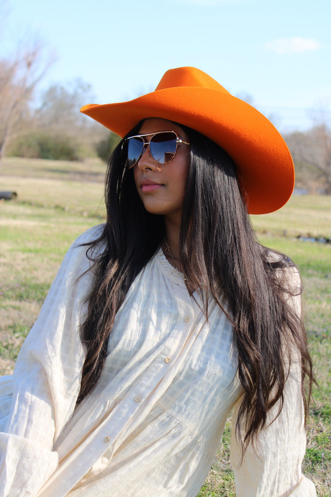 Wren Merino Wool Western Hat - Orange