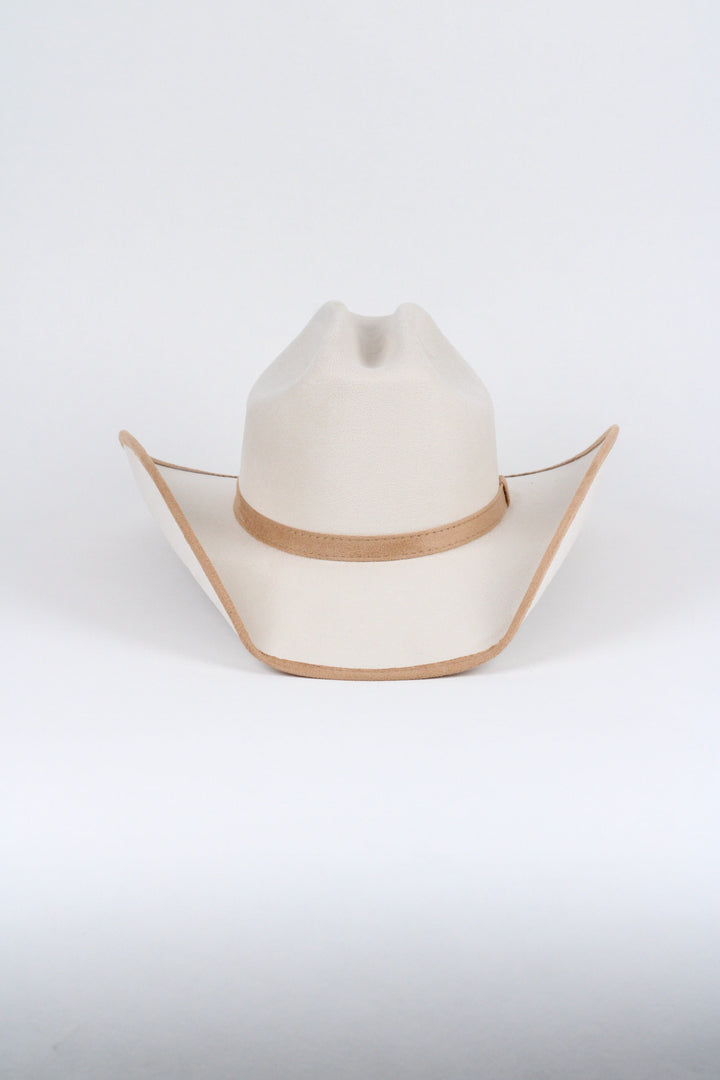 Texana Vegan Suede Cowboy Hat -Duo Tone - Ivory + Cappuccino