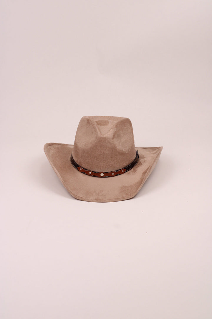 Santa Fe Vegan Suede Cowboy Rancher Hat- Sand