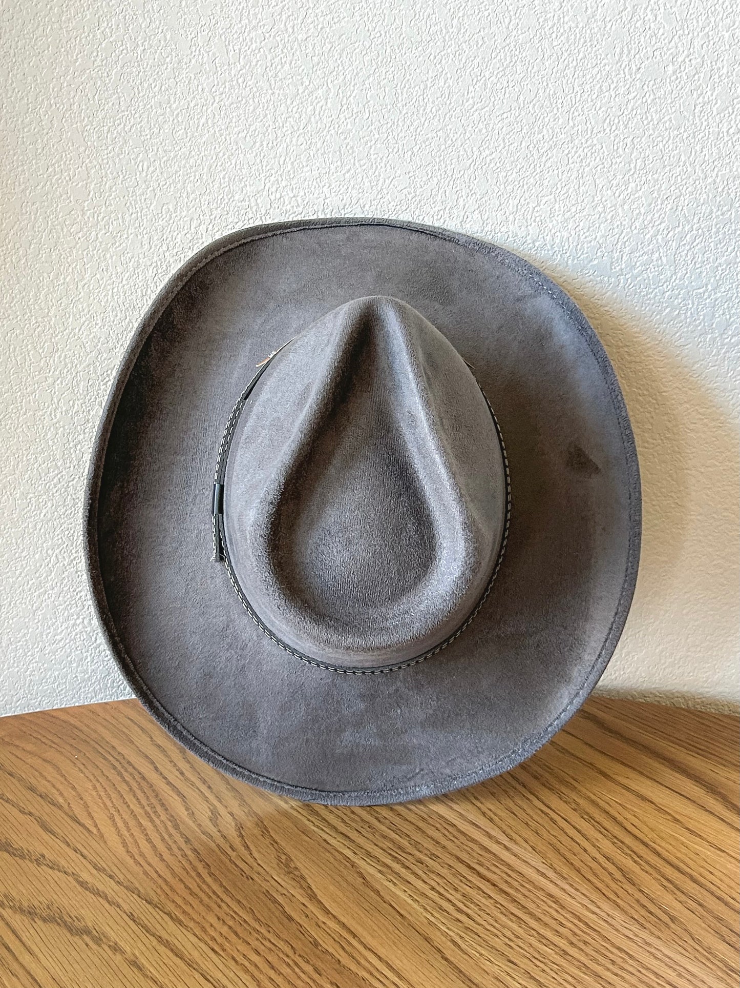 Santa Fe Vegan Suede Cowboy Rancher Hat- Charcoal