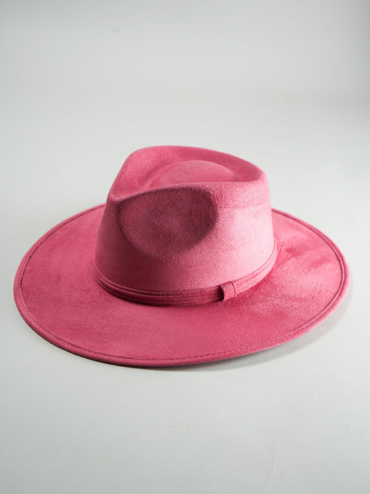 Vegan Suede Teardrop Hat- Coral Pink