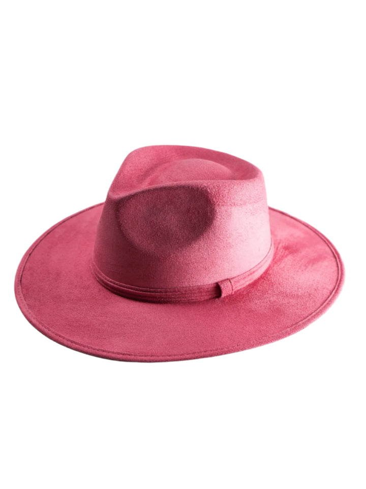 Vegan Suede Teardrop Hat - Coral Pink