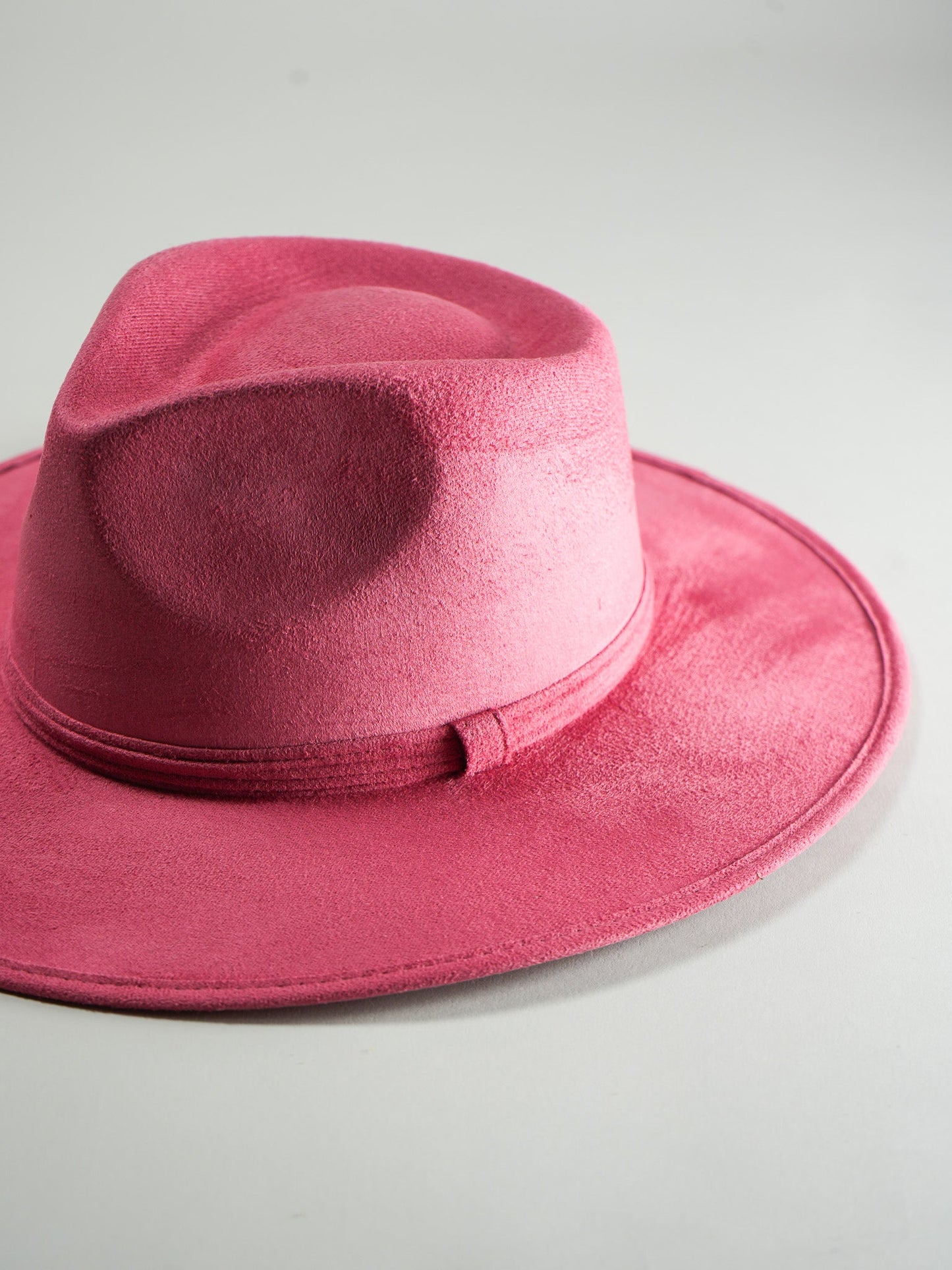 Vegan Suede Teardrop Hat- Coral Pink