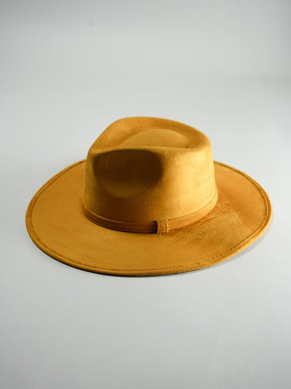 Vegan Suede Teardrop Hat - Mustard