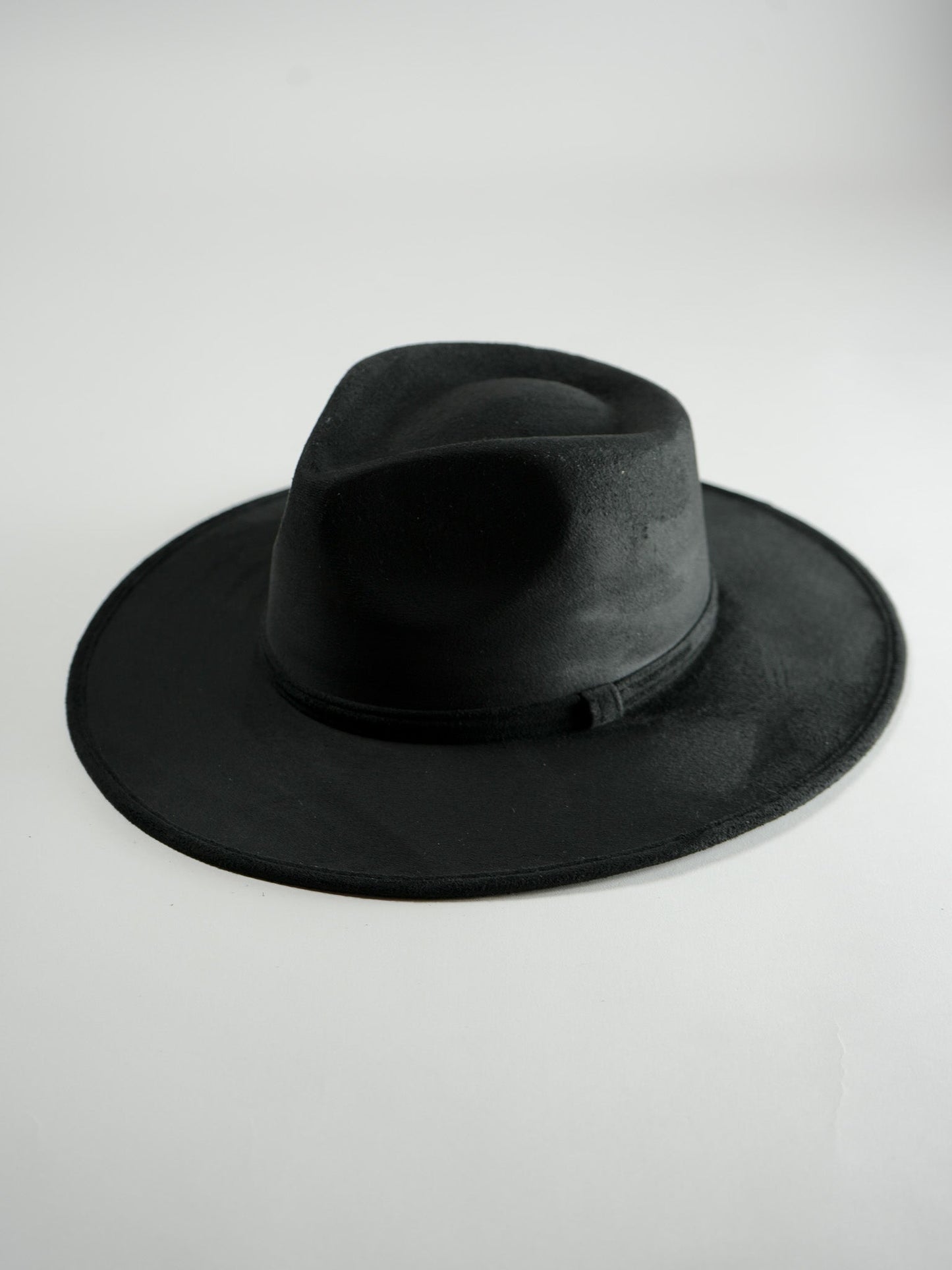 Vegan Suede Teardrop Hat- Black