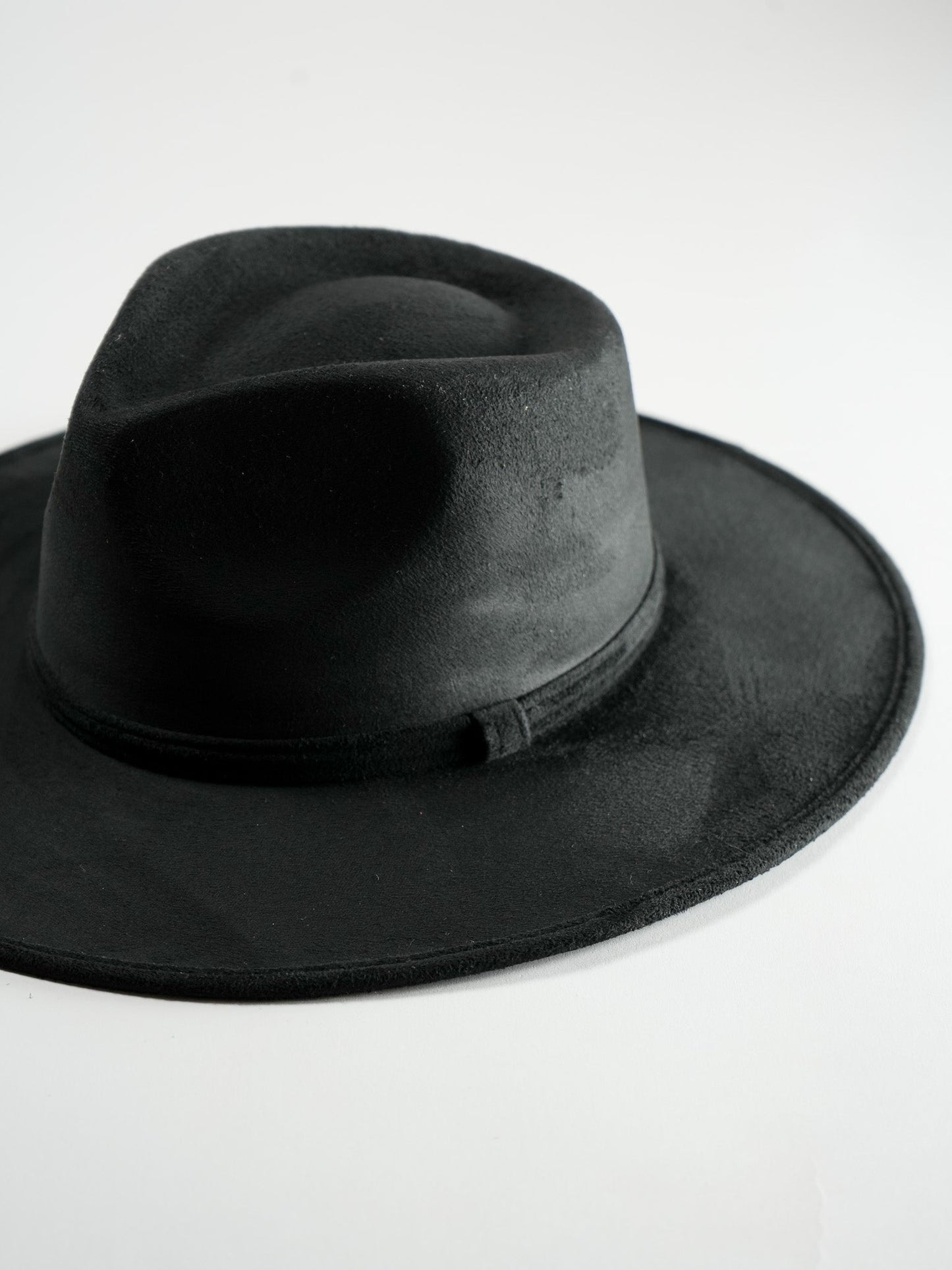 Vegan Suede Teardrop Hat- Black