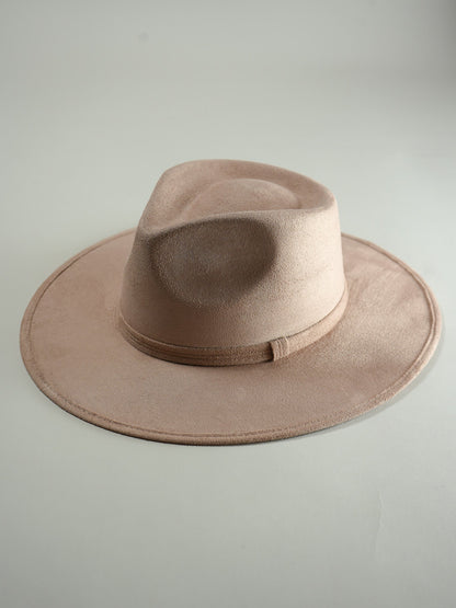 Vegan Suede Teardrop Hat- Pale Dusty Rose