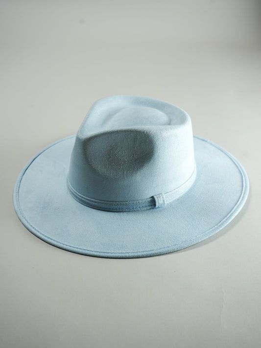 Vegan Suede Teardrop Hat- Sky Blue