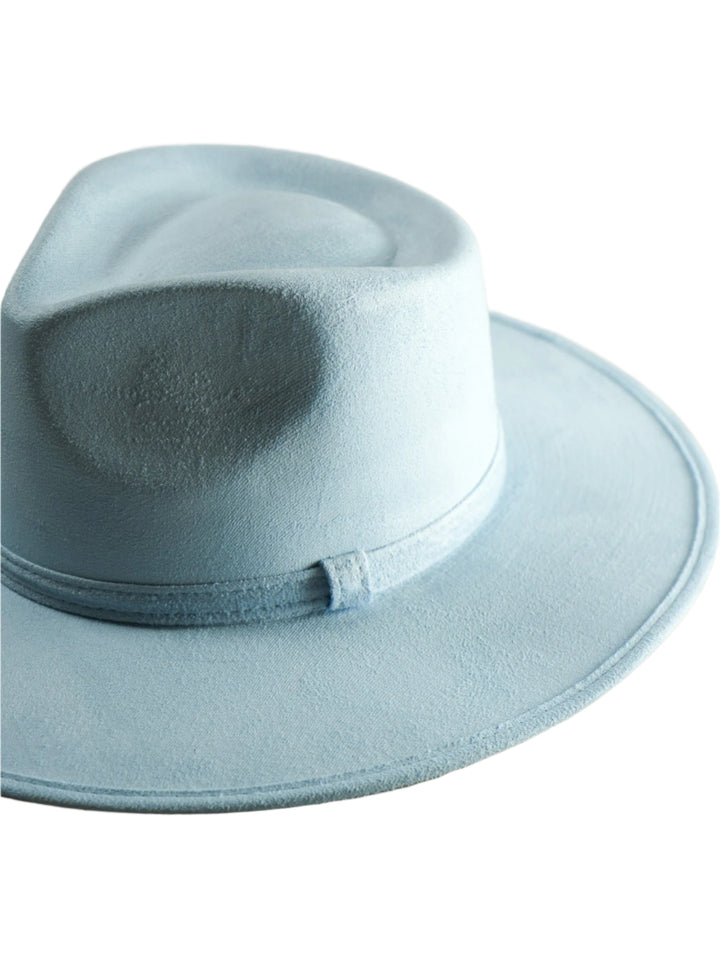 Vegan Suede Teardrop Hat - Sky Blue