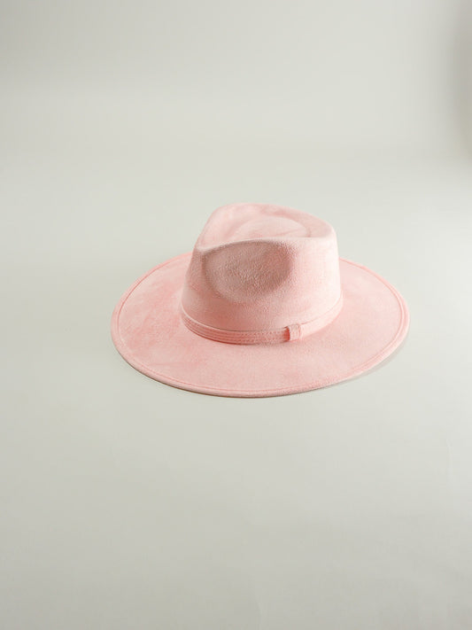 Vegan Suede Teardrop Hat- Blush Pink