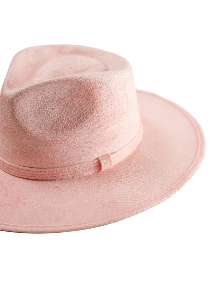 Vegan Suede Teardrop Hat - Blush Pink