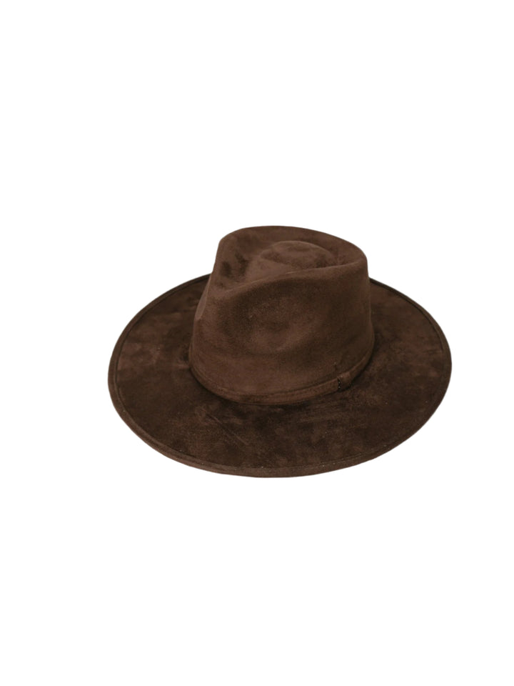 Vegan Suede Teardrop Hat - Chocolate