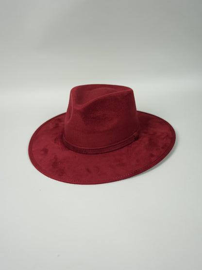 Vegan Suede Teardrop Hat- Burgundy Red