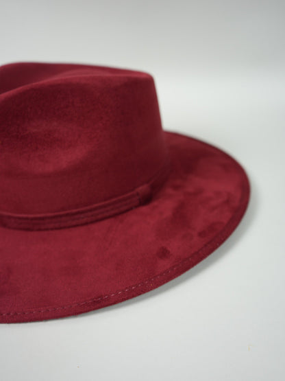 Vegan Suede Teardrop Hat- Burgundy Red