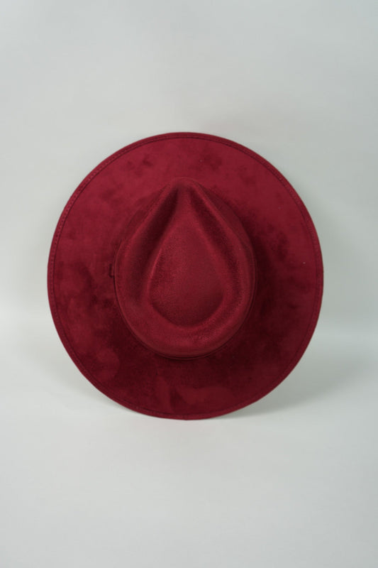 Vegan Suede Teardrop Hat- Burgundy Red