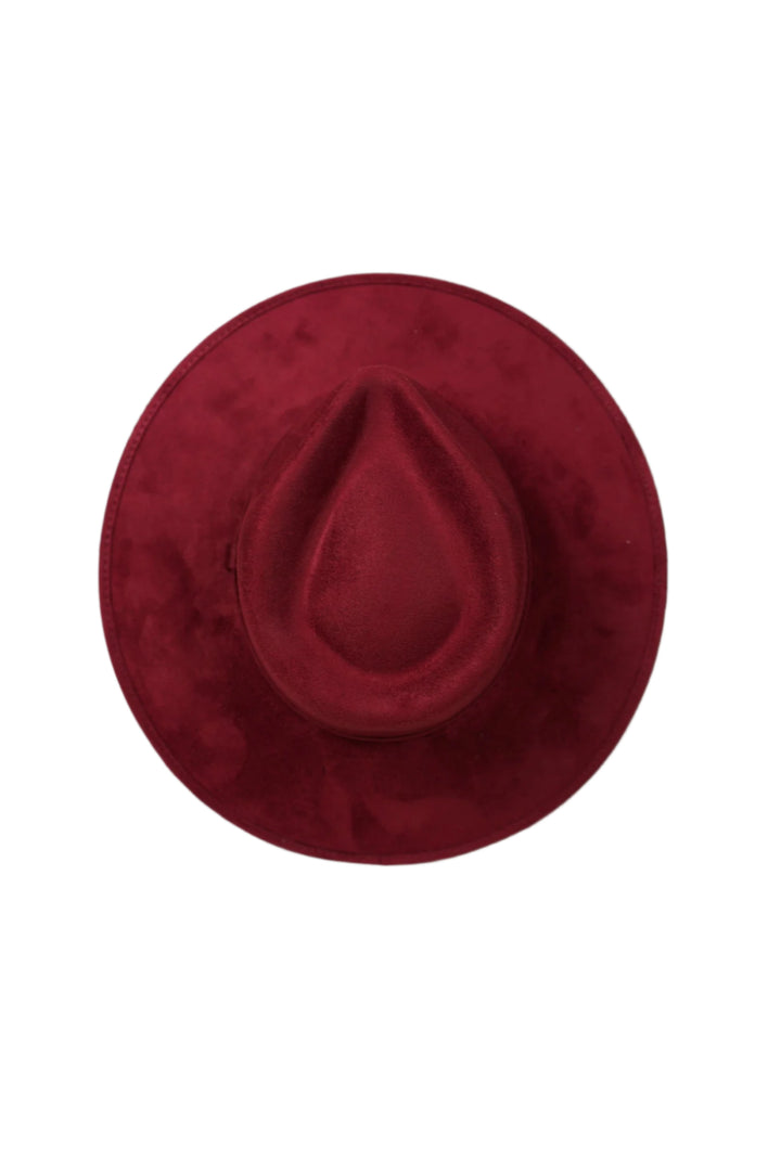 Vegan Suede Teardrop Hat - Burgundy Red