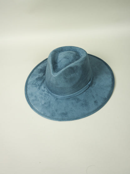 Vegan Suede Teardrop Hat- Steel Blue