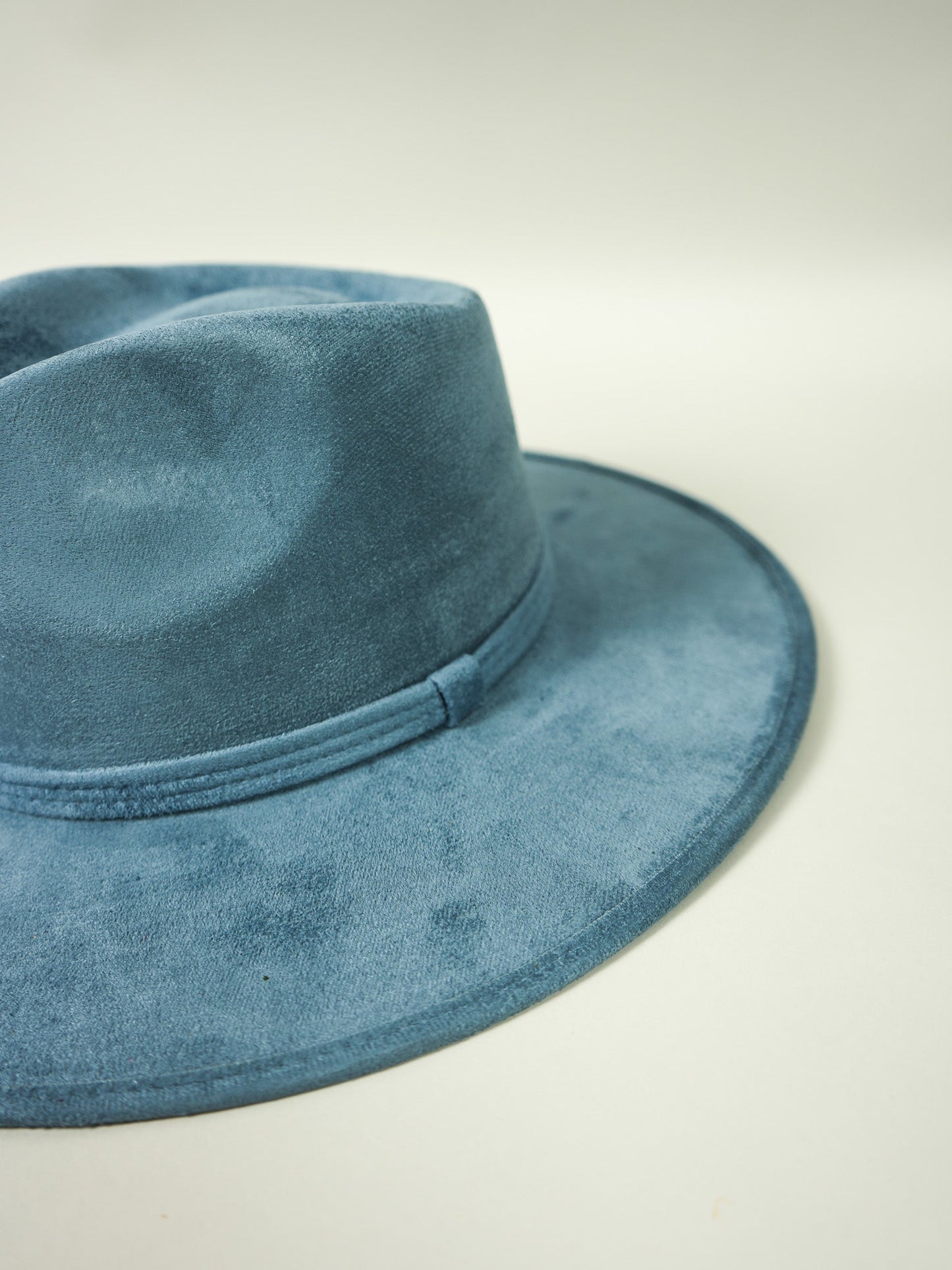 Vegan Suede Teardrop Hat- Steel Blue