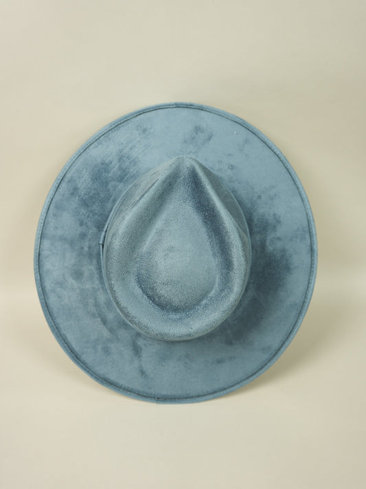 Vegan Suede Teardrop Hat- Steel Blue