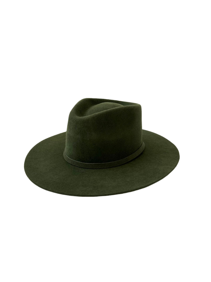 Emery Merino Wool Teardrop Rancher Hat - Forest Green