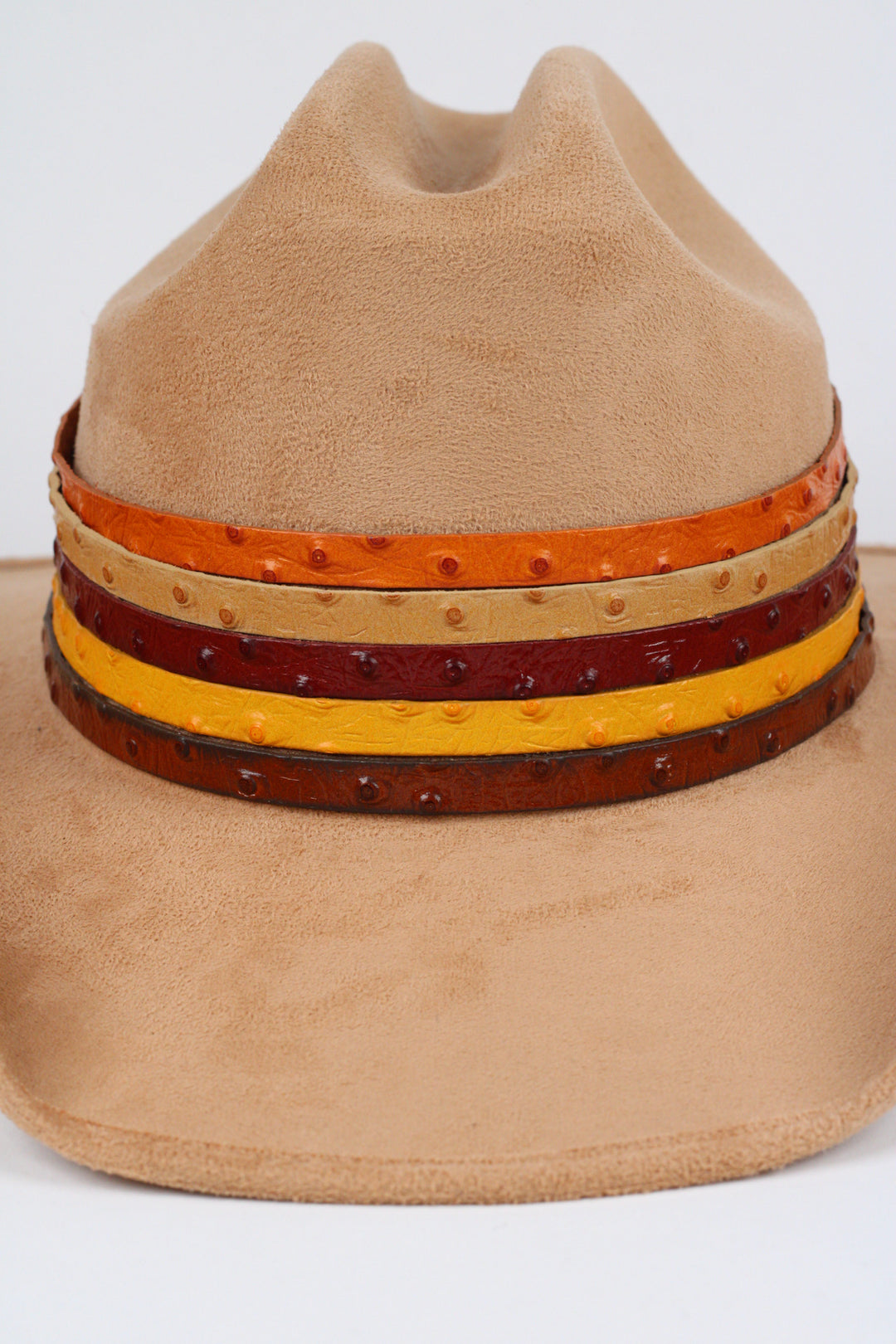 Ostrich Print Leather Hat Band w/Buckle Raw