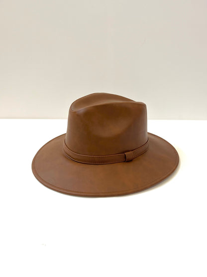 Western Cowboy Faux Leather Hat - Brown