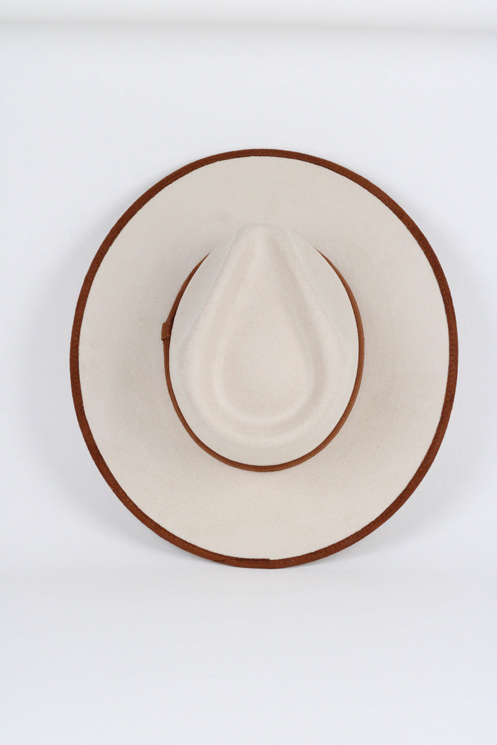 Vegan Suede Rancher Hat -Duo Tone - Ivory + Caramel
