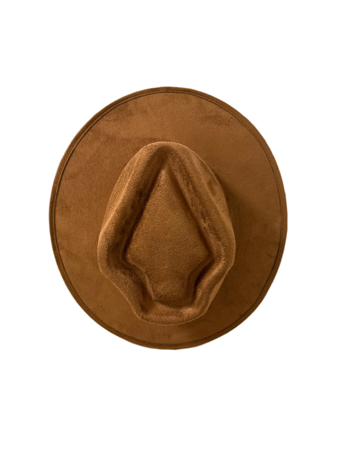 Vegan Suede Arrow Crown Hat- Caramel