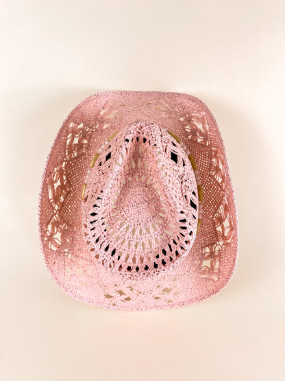 Bayside Rancher Raffia Hat - Blush Pink