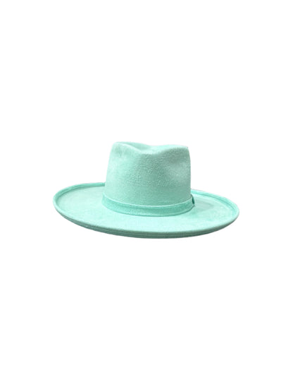 Vegan Suede Diamond Hat - Pencil Brim - Mint