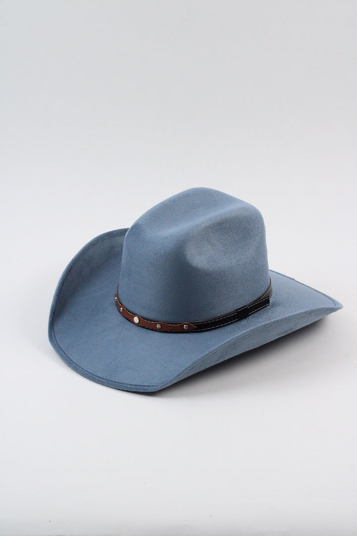 Austin Vegan Suede Cowboy Hat- Steel Blue