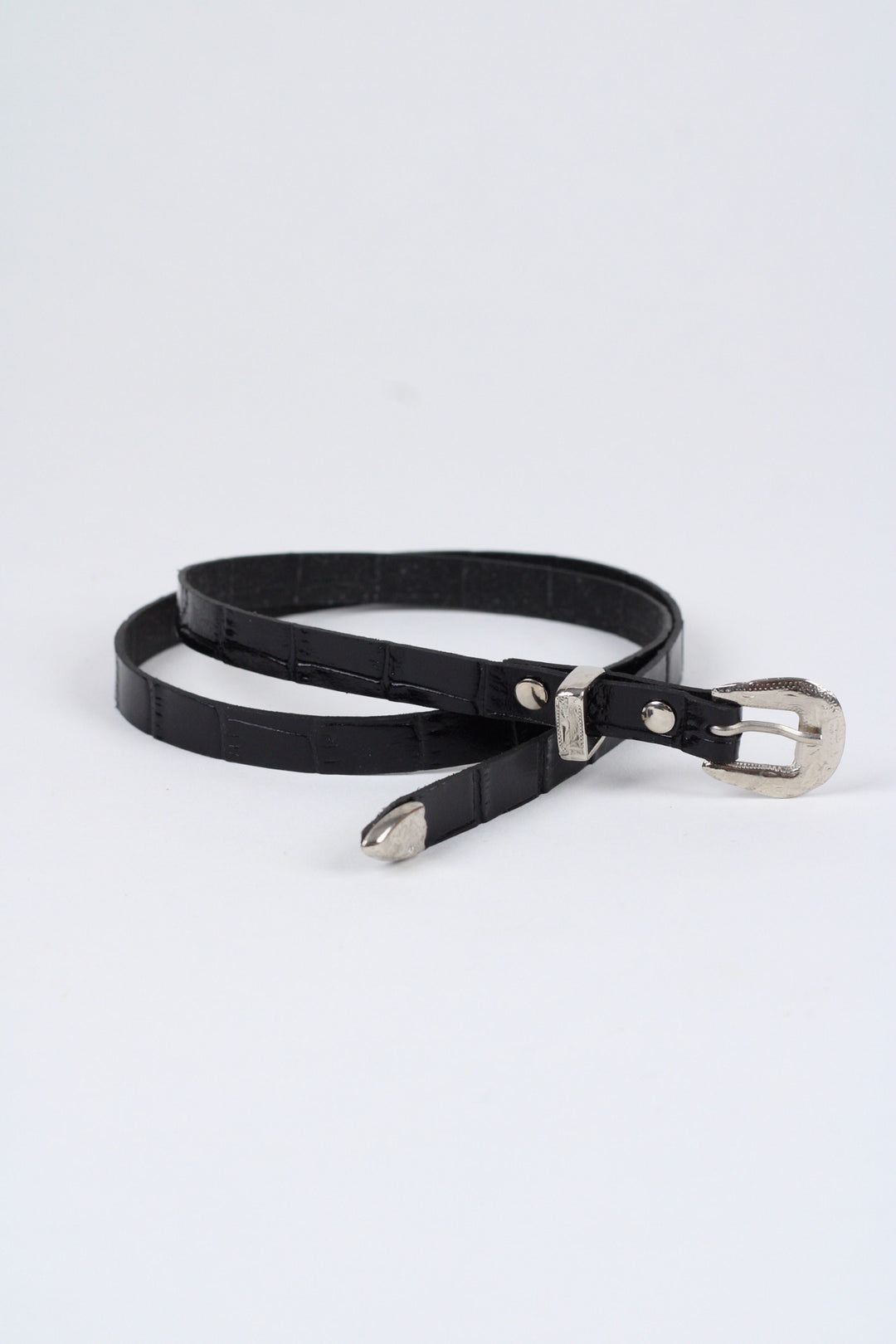 *Crocodile Print Leather Hat Band w/ Buckle Raw