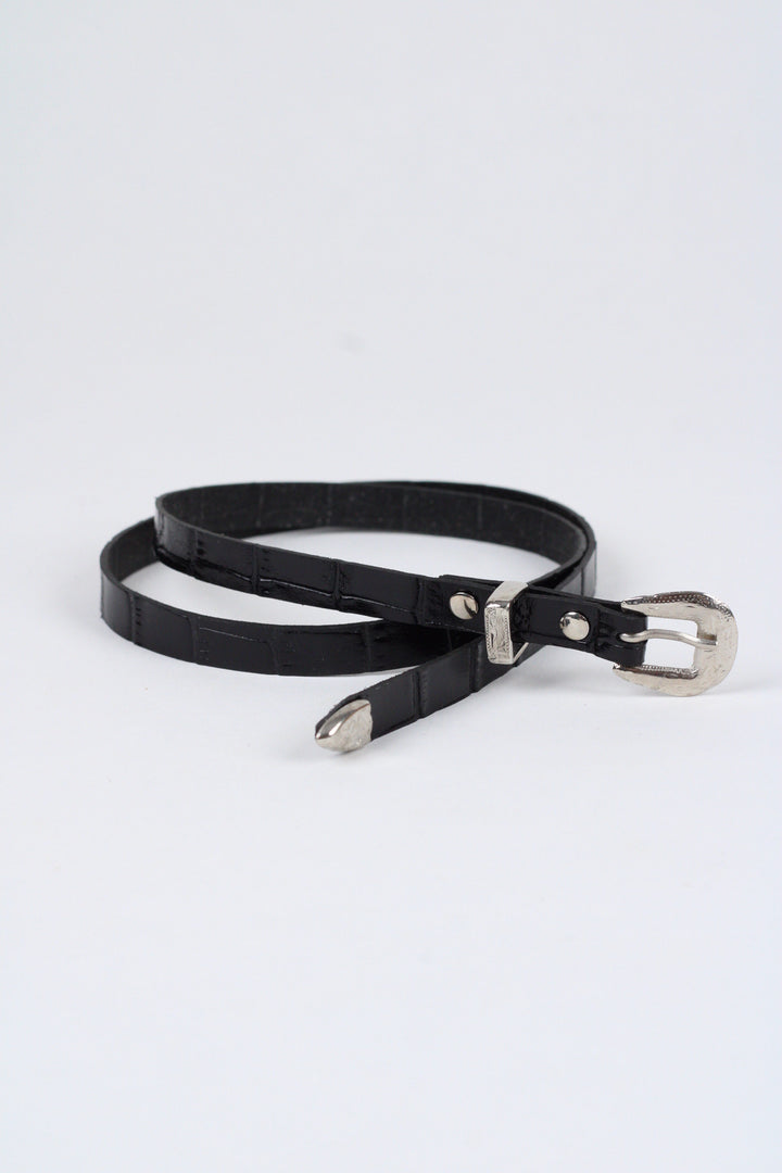 *Crocodile Print Leather Hat Band w/ Buckle Raw