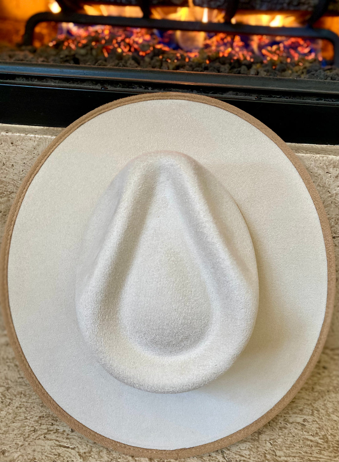 Vegan Suede Rancher Hat - Duo Tone - Ivory + Cappuccino