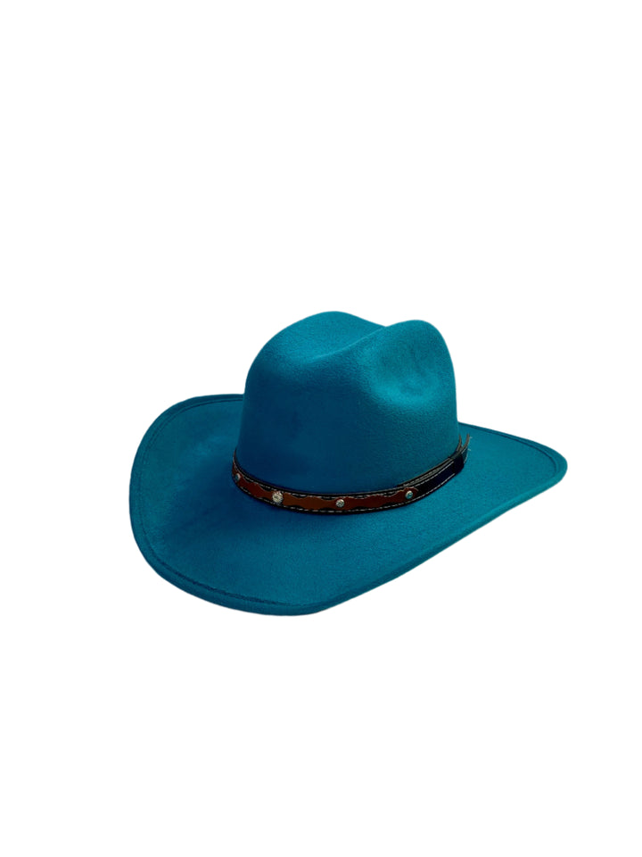 Kids Vegan Suede Austin Hat - Turquoise