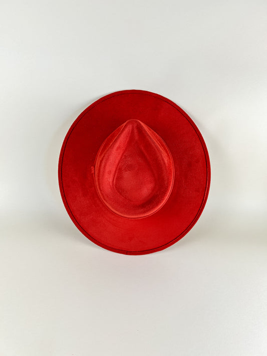 Vegan Suede Teardrop Hat- Lipstick Red