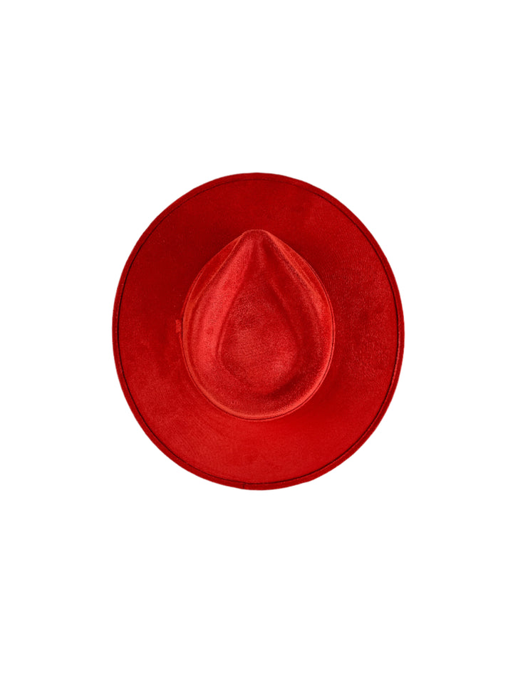 Vegan Suede Teardrop Hat - Lipstick Red