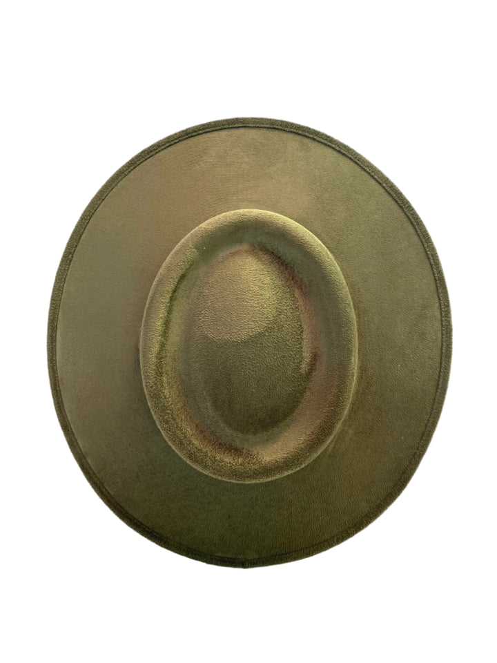 Vegan Suede Gambler Hat- Olive Green