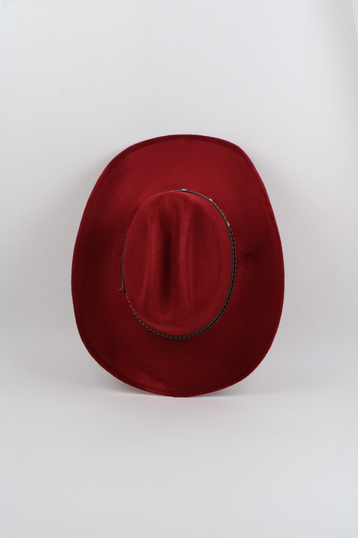 Texana Vegan Suede Cowboy Hat - Burgundy