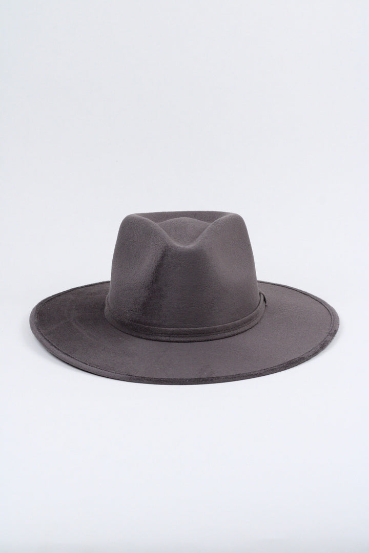 Vegan Suede Rancher Hat - Charcoal Grey