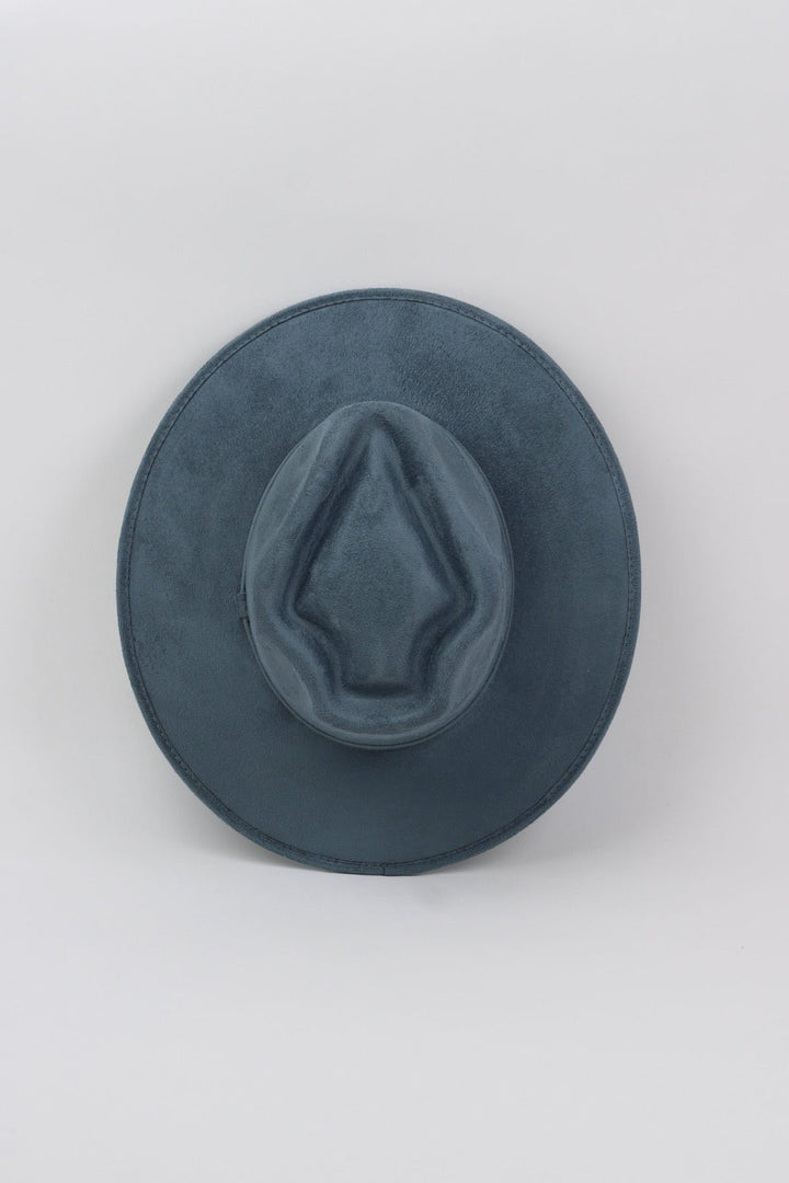 Vegan Suede Arrow Crown Hat- Peacock Blue