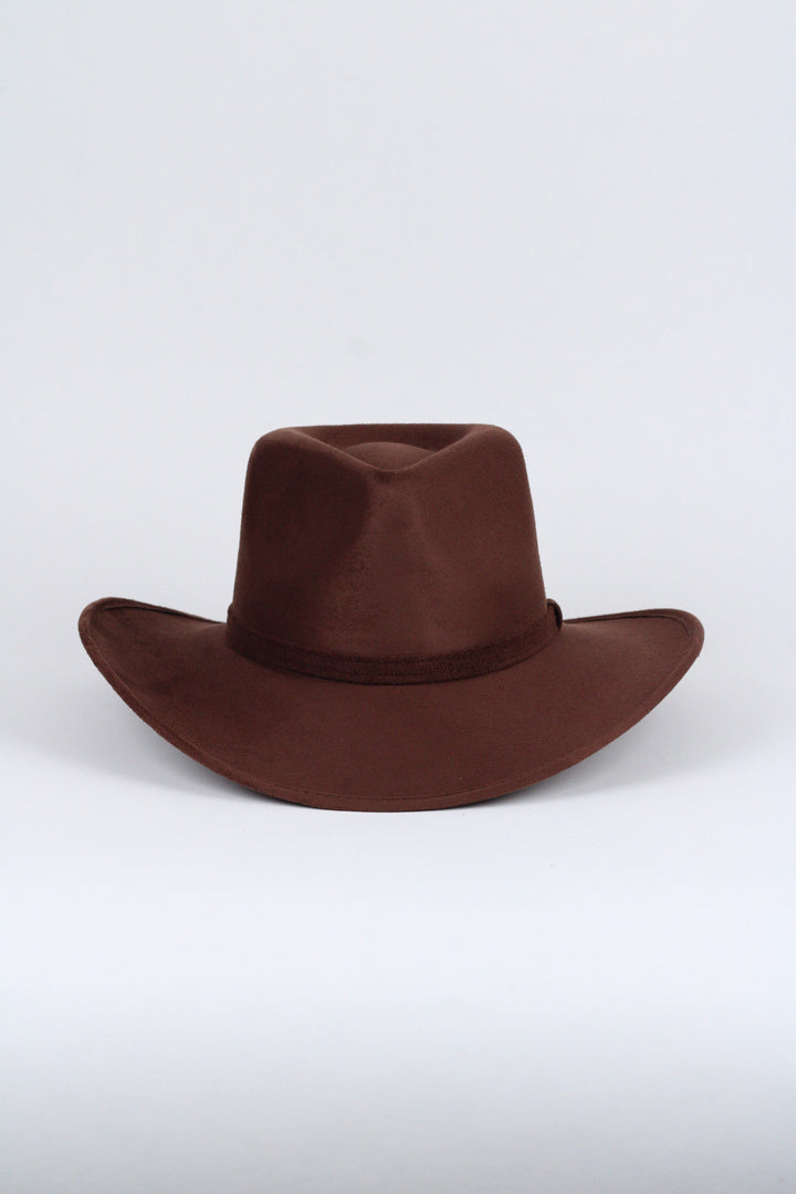 Amarillo Vegan Suede Cowboy Rancher Hat- Chocolate