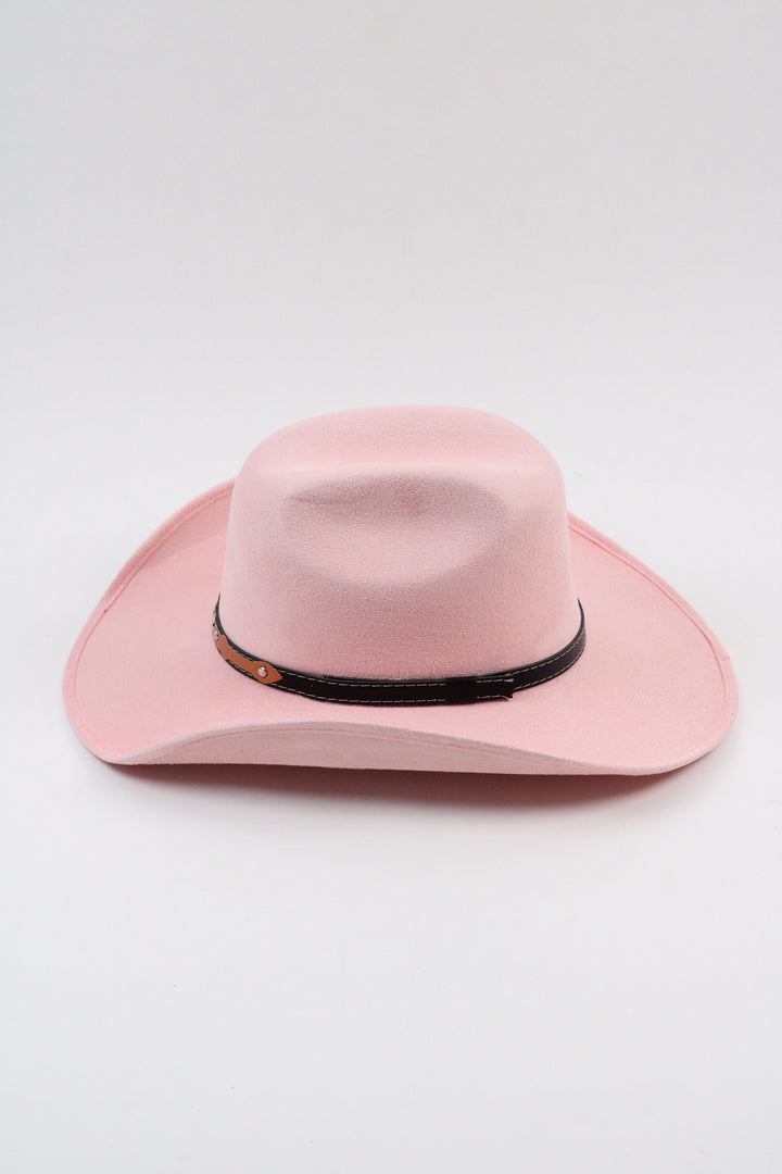 Austin Vegan Suede Cowboy Hat- Blush Pink