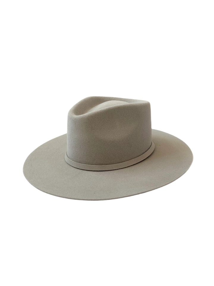 Emery Merino Wool Teardrop Rancher Hat - Light Grey